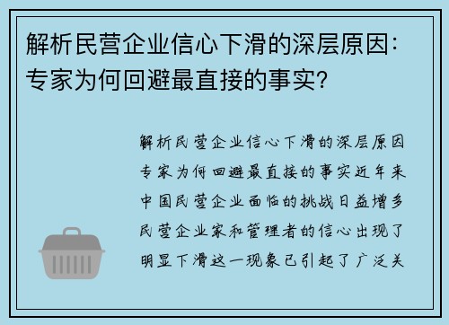 解析民营企业信心下滑的深层原因：专家为何回避最直接的事实？